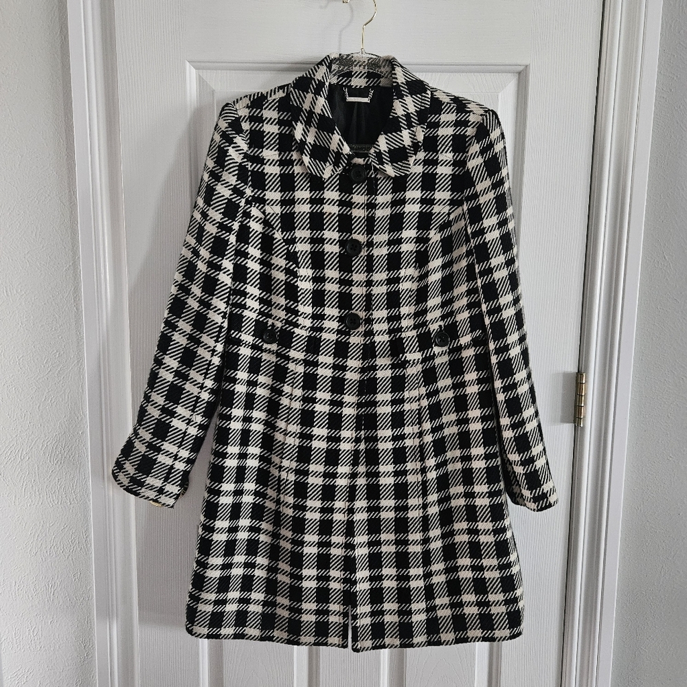 Nwot Apt. 9 Houndstooth Baby Doll Style Wool Blend Coat